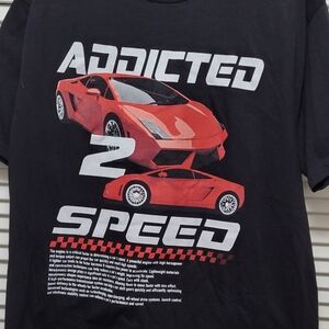 MiKEN Men's M Graphic Print Crew Neck T-Shirt Red/Black Car Short Sleeve Cotton